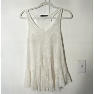 White Lace Flowy Tank Top